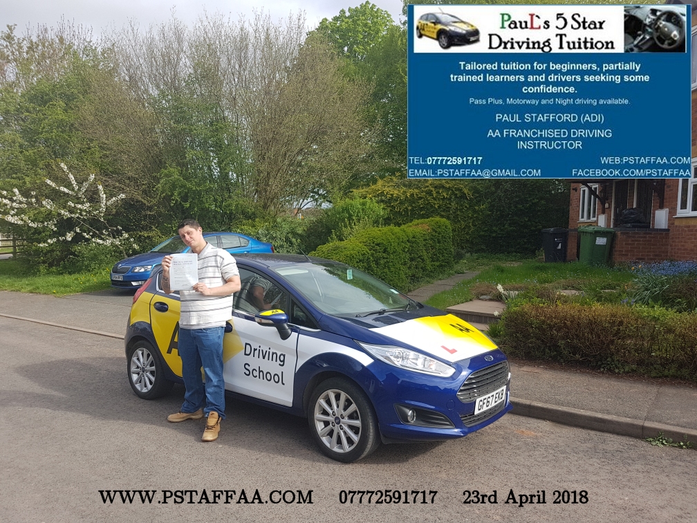 First Time Driving Test Pass Scotty Newman with Paul's 5 Star Driving Tuition